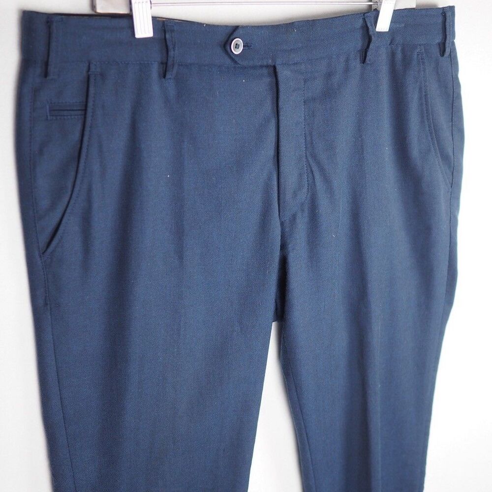 MEYER Hosen Bonn Wool Linen Cotton Summer Trousers Mens EU 54 US 38 Navy Pants